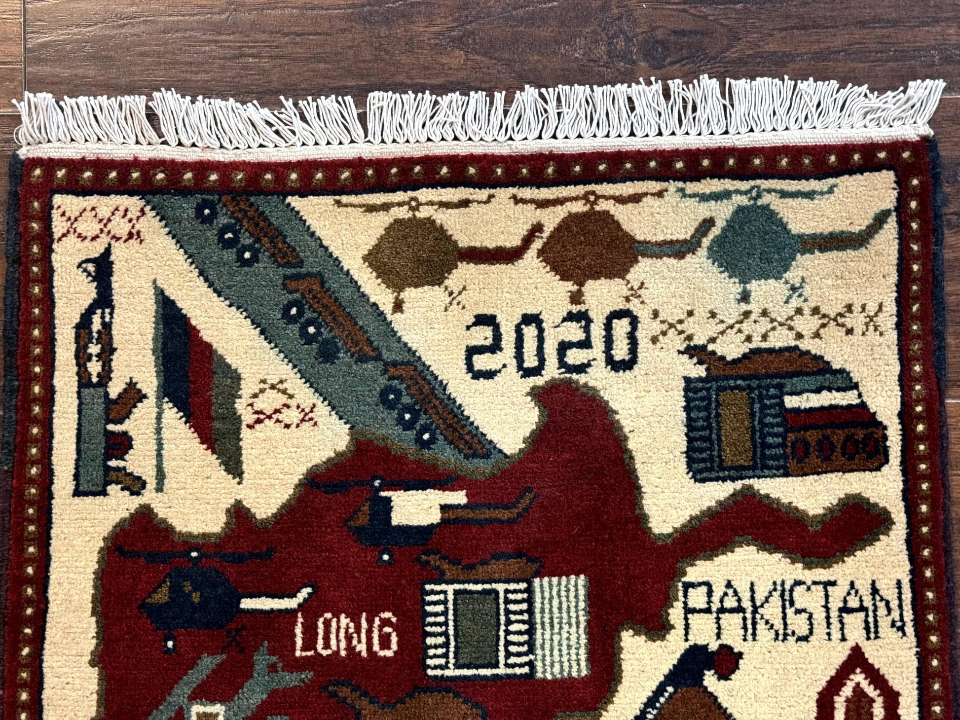 Afghan War Rug 2 x 2.6, Guns Tanks Helicopters - Nuvé