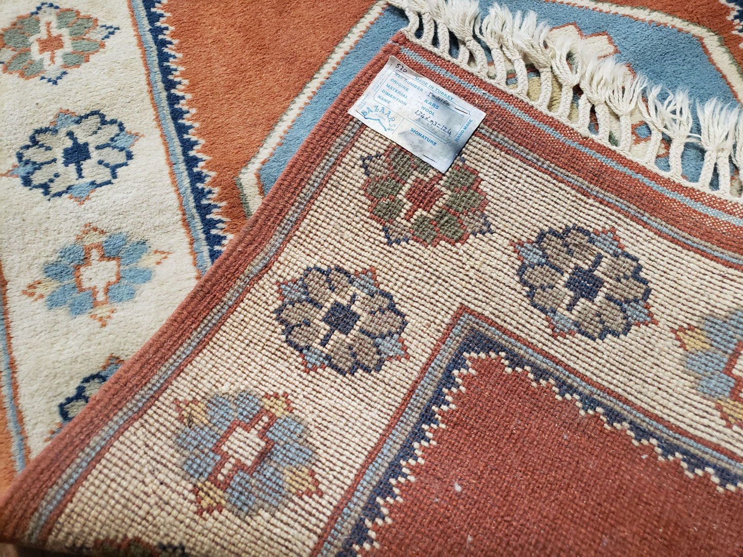 3x5 Handmade Vintage Turkish Area Rug Wool Kazak Carpet 3'1"x4'5" Red Beige - Nuvé