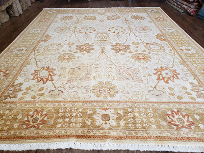 8x10 Oushak Rug Pakistan Peshawar Sultanabad Mahal Wool Carpet Neutral Colors Beige Tan Vintage Hand-Knotted Quality 8 x 10 Area Rug - Nuvé
