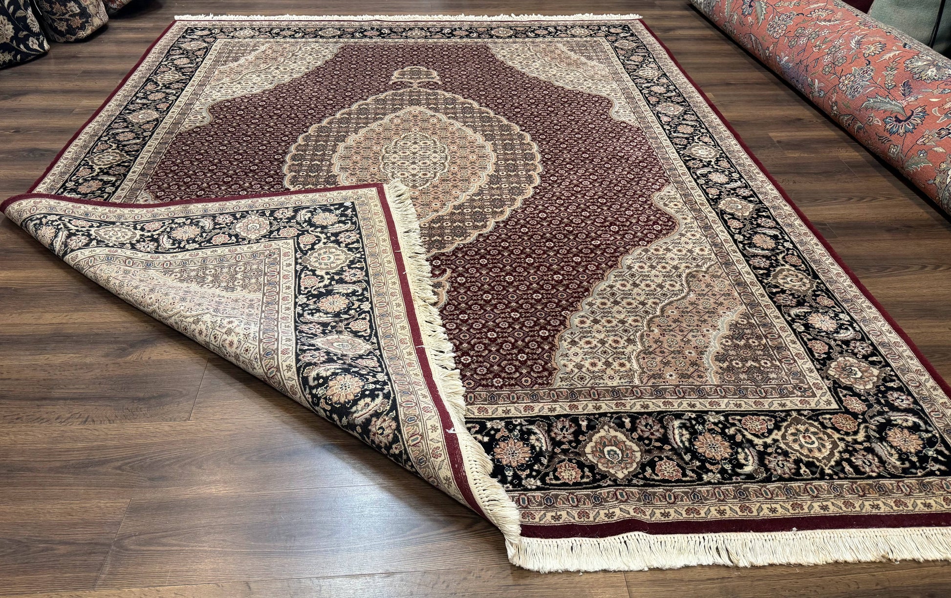 Sino Persian Rug 8x10, Herati, Elegant Oriental Carpet, Dark Maroon - Nuvé