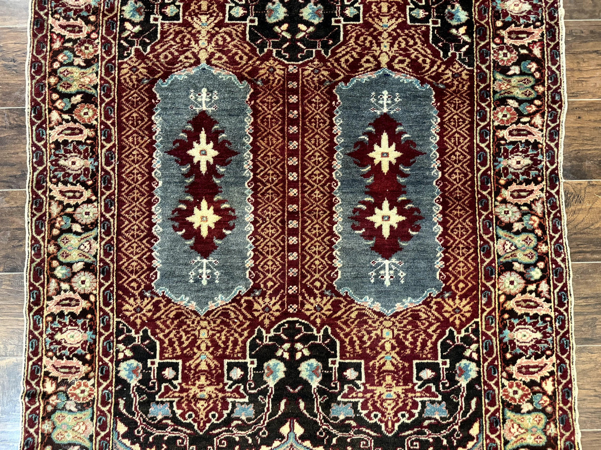 Antique Turkish Rug 4x6, Unique Rare Carpet