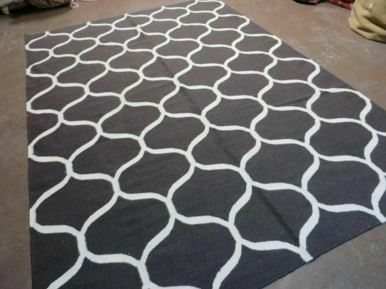 5' X 8' Modern Contemporary Hand Made Flat Weave Wool Rug Veg Dyes Nice - Nuvé