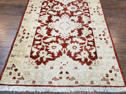 21 ft Runner Rug Long Hallway Runner, 3 x 21 Corridor Rug, Peshawar Pak Persian Chobi Agra Rug, Maroon and Beige Large Flowers Wool Handmade - Nuvé