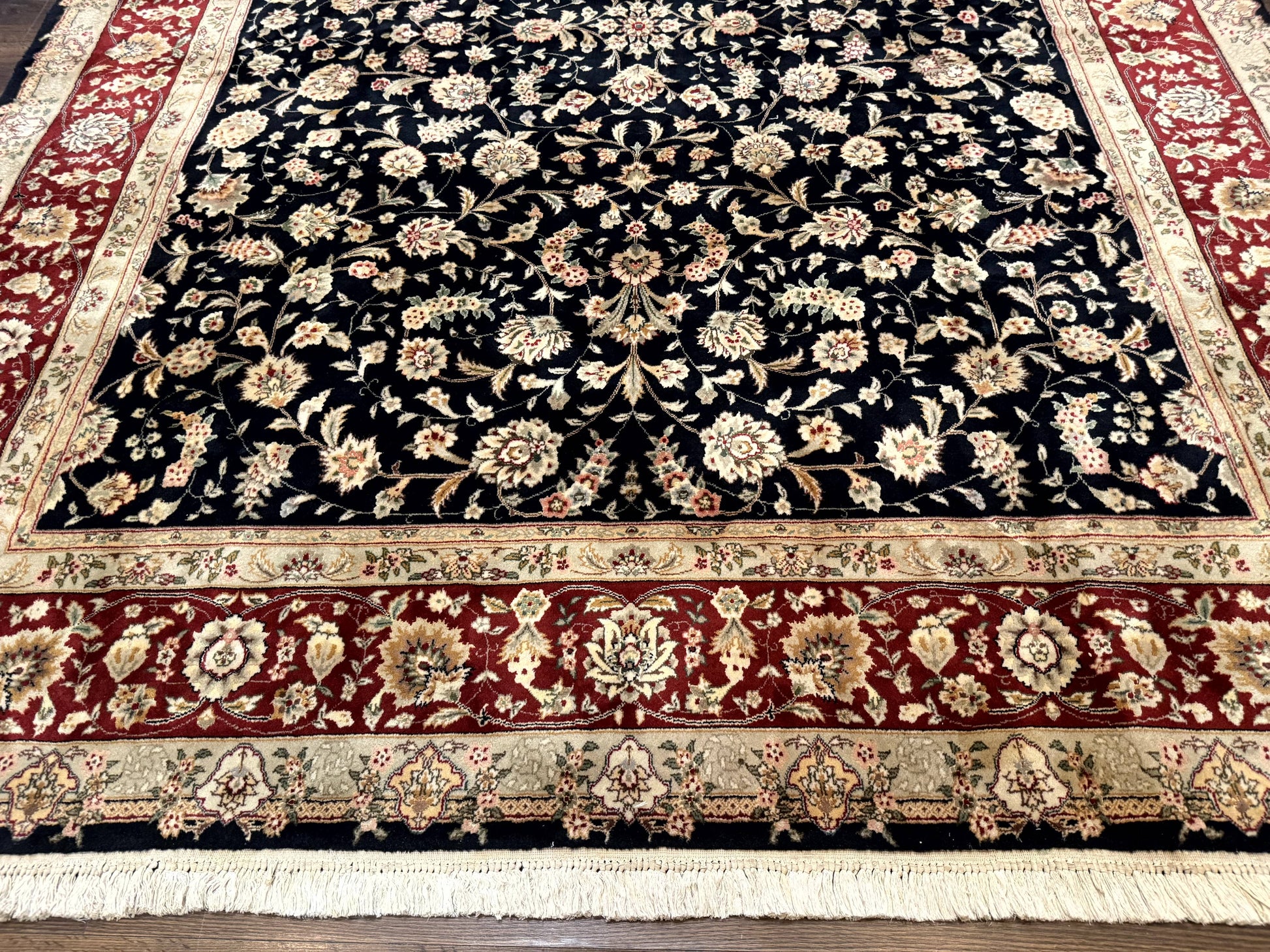 Sino Persian Rug 8x10, Black and Red, Floral Allover - Nuvé