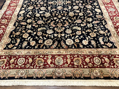 Sino Persian Rug 8x10, Black and Red, Floral Allover - Nuvé