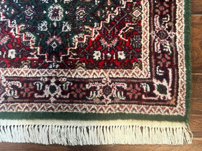 Green Indo Persian Bidjar Runner Rug 3x10, Green and Red - Nuvé