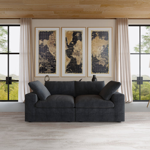Nuvé® Solace Modular Bouclé Cloud Sofa - Obsidian Black - 2-Seater Sofa - Nuvé