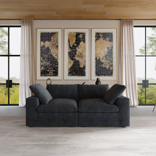 Nuvé® Solace Modular Bouclé Cloud Sofa - Obsidian Black - 2-Seater Sofa - Nuvé