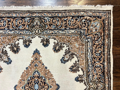 Square Persian Kirman Rug 4x4, Semi Open Field, Handmade - Nuvé