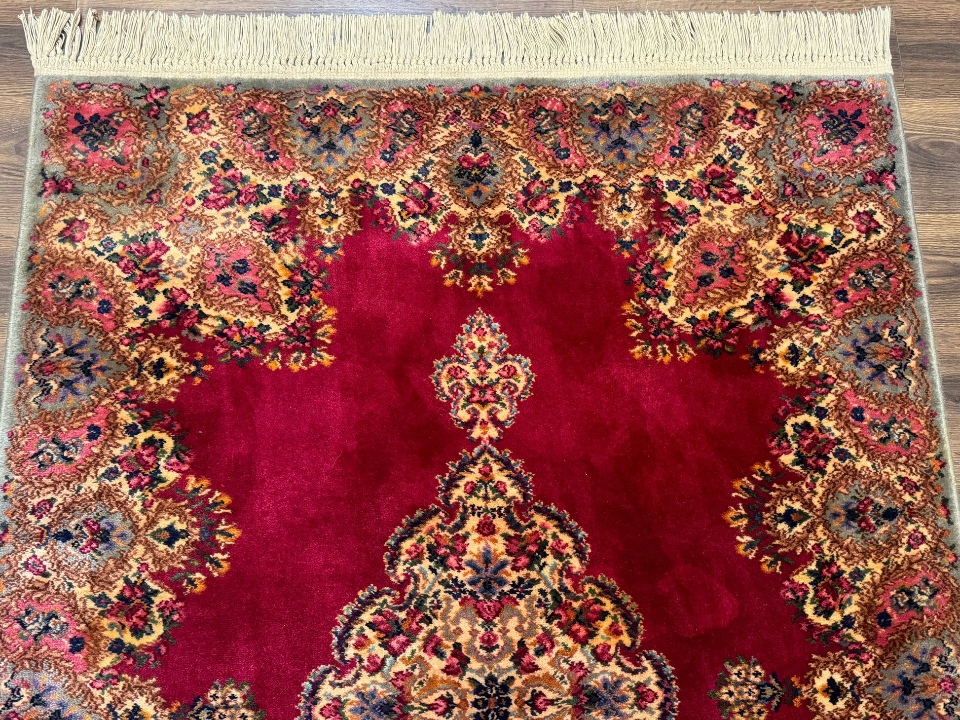 Karastan Rug 4x6 Red Medallion Kirman #762, Wool Vintage Original 700 Series - Nuvé