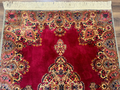 Karastan Rug 4x6 Red Medallion Kirman #762, Wool Vintage Original 700 Series - Nuvé