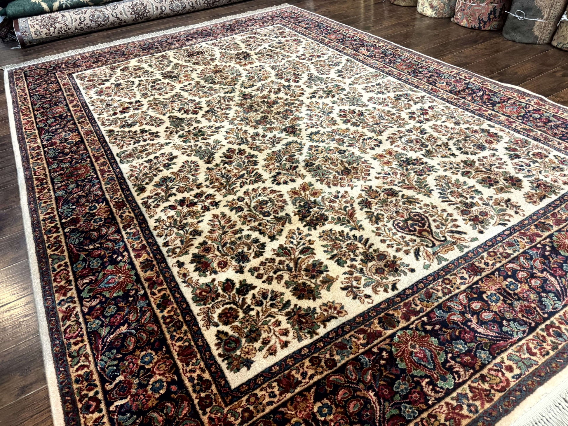 8.8 x 12 Karastan Ivory Sarouk Rug #760, Wool Pile, Vintage, Original 700 Series - Nuvé