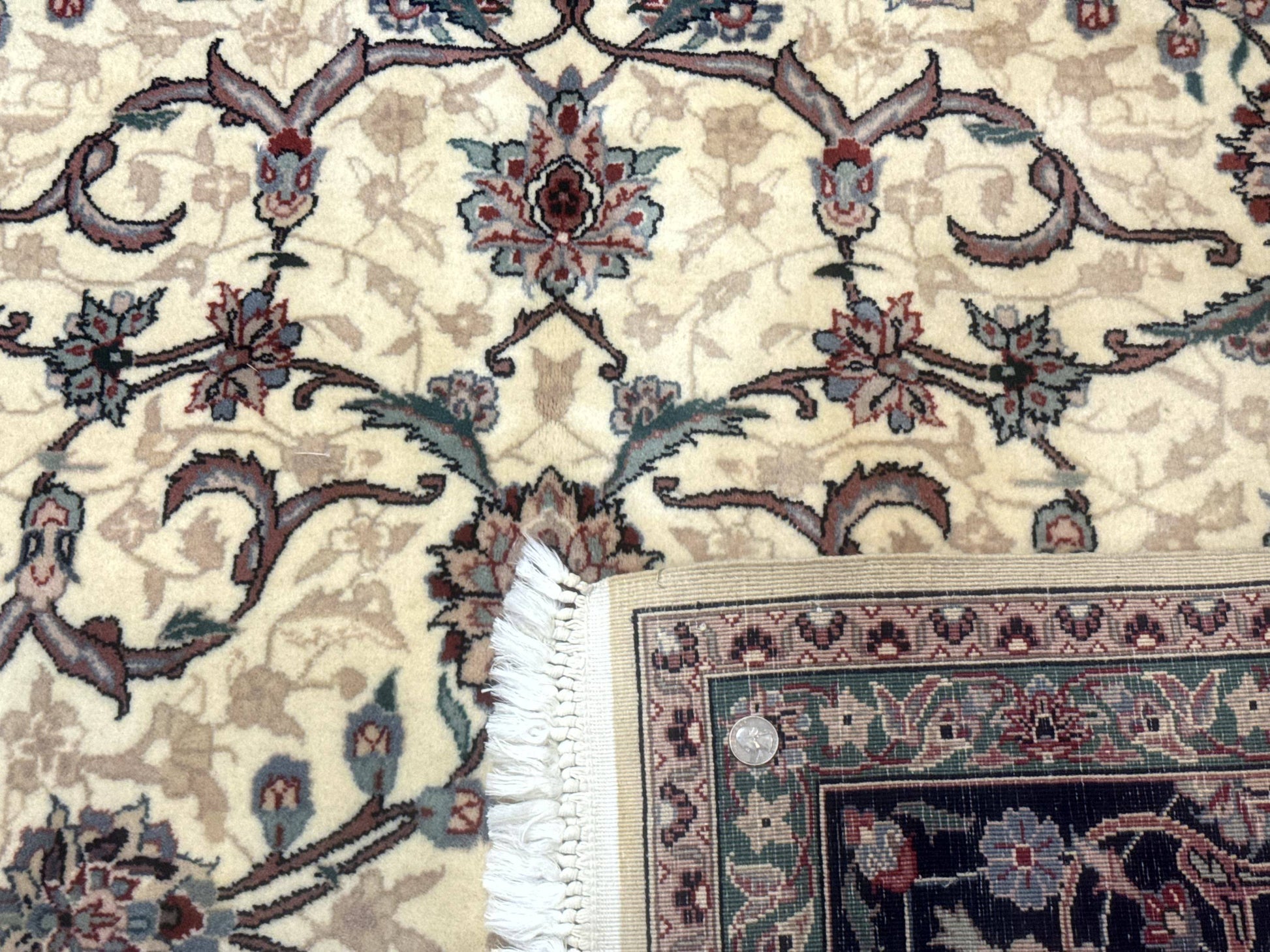 Sino Persian Rug 8x10, Allover Pattern, Beige and Midnight Blue, Wool Oriental Carpet - Nuvé
