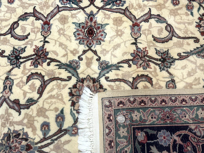 Sino Persian Rug 8x10, Allover Pattern, Beige and Midnight Blue, Wool Oriental Carpet - Nuvé