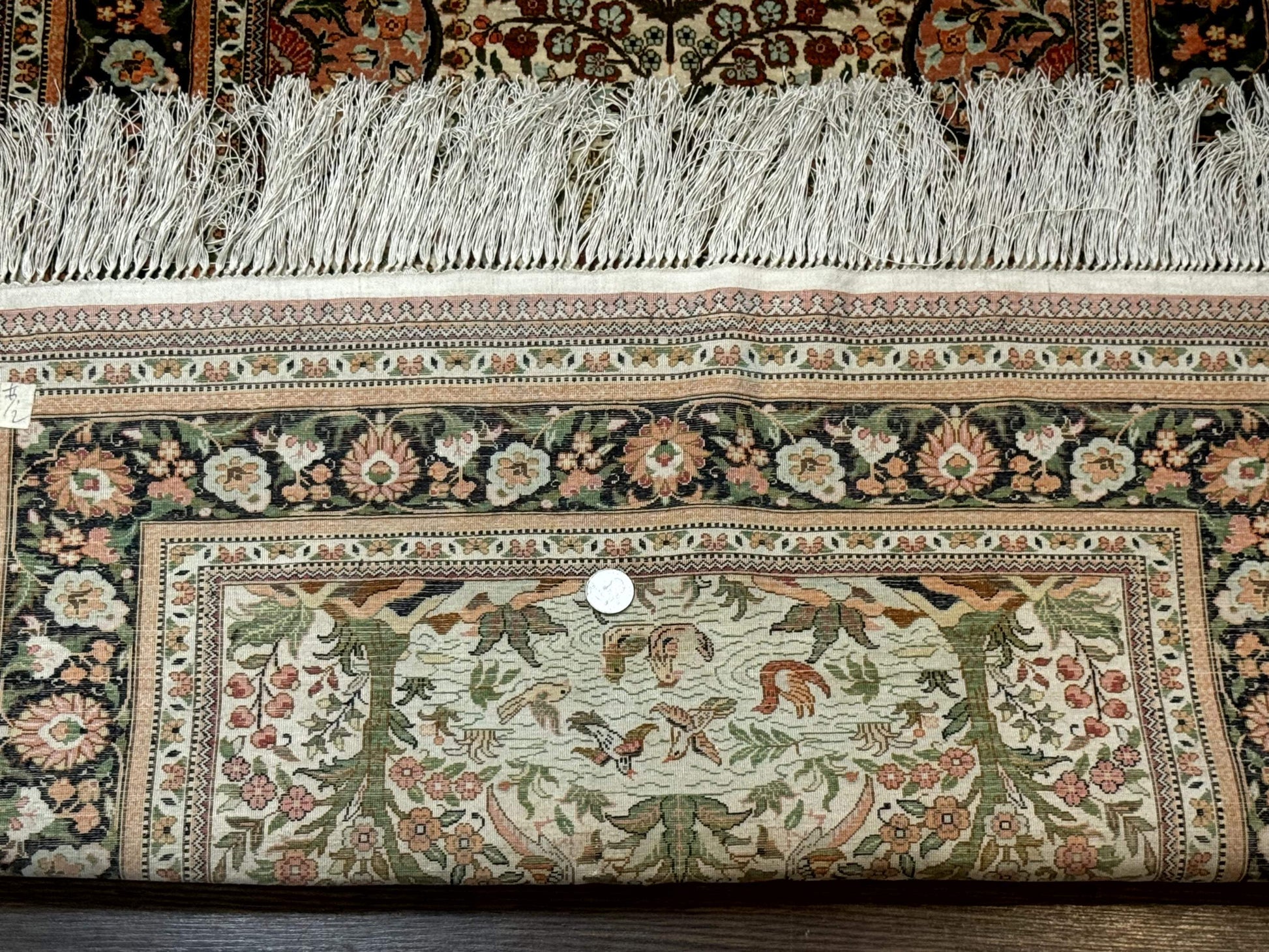Exceptional Silk Rug 2.6 x 4, Very Fine 630 KPSI, Persian Vase Tree of Life Bird Pictorials, Handmade - Nuvé