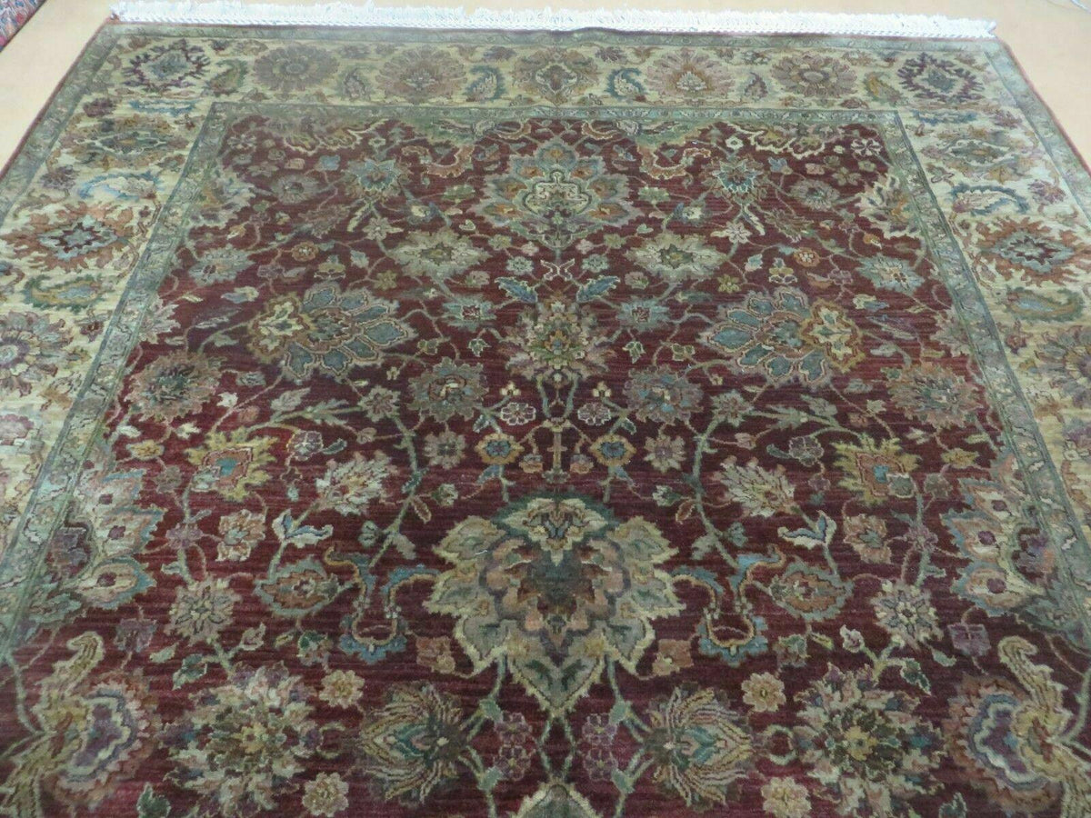 6' X 9' Handmade India Floral Oriental Wool Rug Carpet Tea Wash Red Hand Knotted