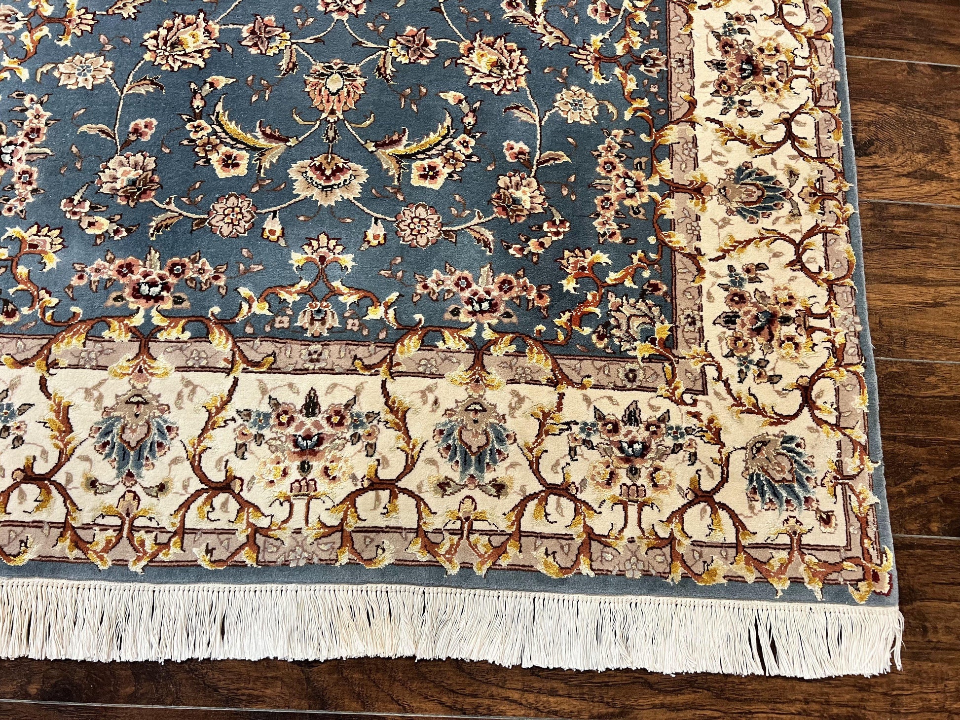 Sino Persian Rug 4x6, Very Fine Oriental Carpet, Handmade Rug 4 x 6, Floral Allover Vintage Traditional Wool & Silk Highlights, 200 KPSI - Nuvé
