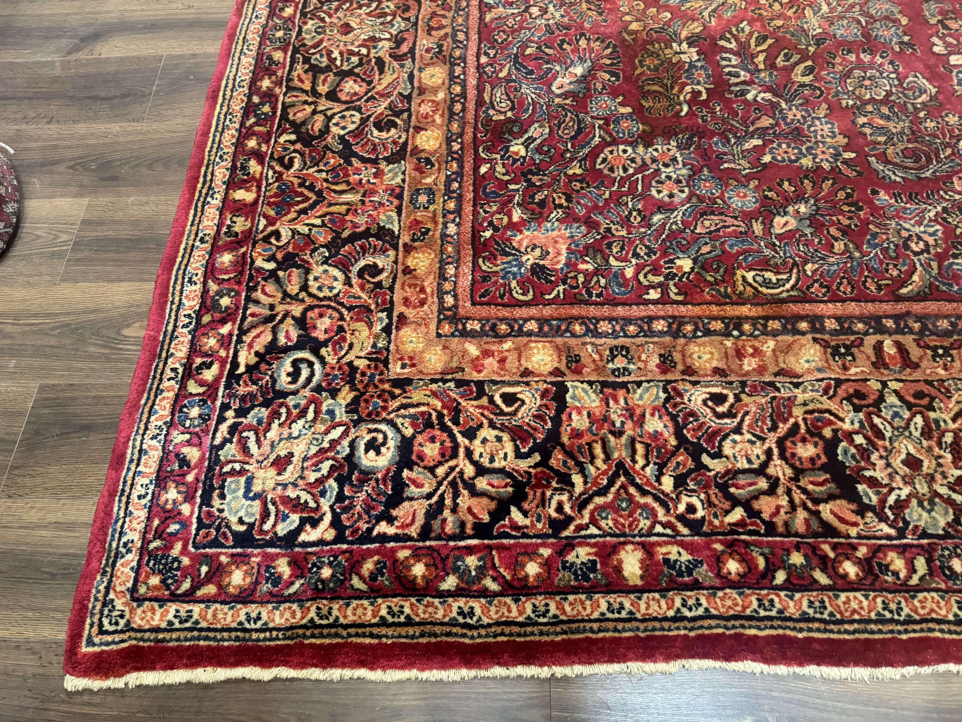 Persian Sarouk Rug 10x18, Palace Size Antique Persian Carpet, Wool, Red, Floral, Handmade Traditional Persian Rug, Extra Large Rug - Nuvé