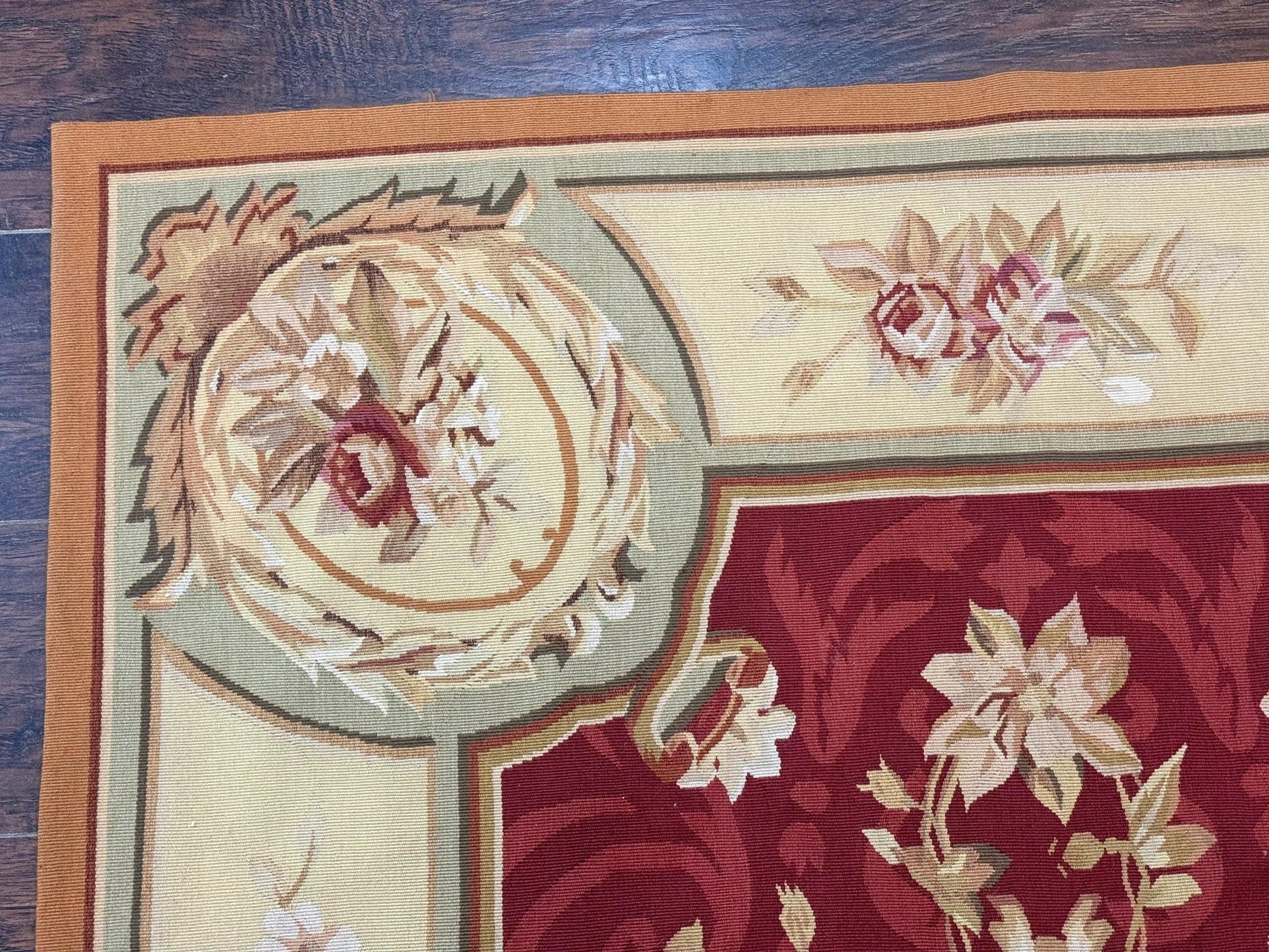 Aubusson Rug 4x6, Red, Floral, European Design, Vintage, Wool - Nuvé