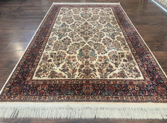 Karastan Rug 5.9 x 9, Ivory Sarouk #760, Wool Pile, Original 700 Series, Vintage - Nuvé