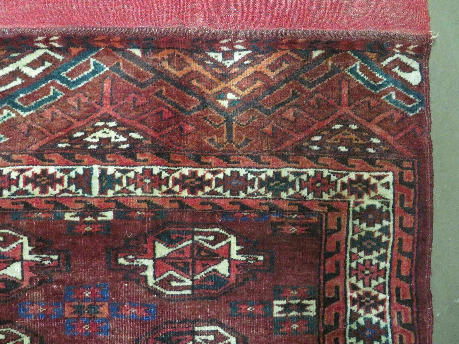 2.5' X 4' Antique Handmade Bokhara Turkoman Yamud Wool Rug Kilim Backing NICE - Nuvé