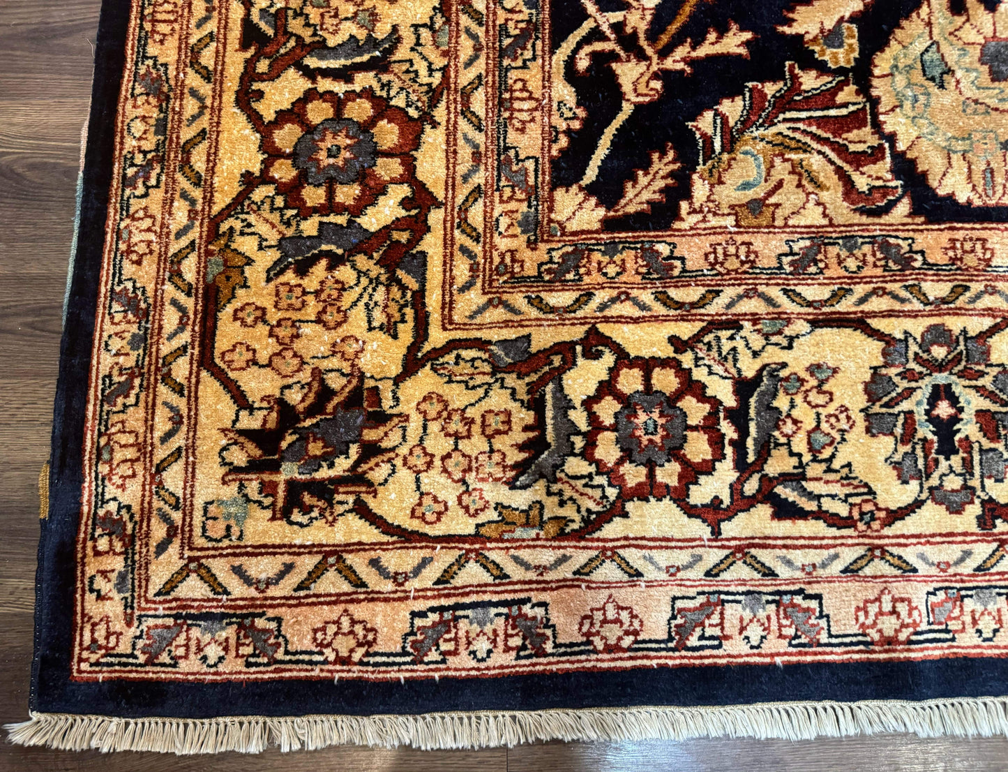 Pak Persian Bidjar Rug 10x13, Midnight Blue and Tan Pakistani Carpet - Nuvé