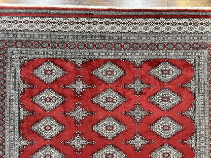 Pakistani Bokhara Rug 6x8, Fine Turkoman Carpet, Wool Handmade Vintage, Red, 6 x 8 Medium Sized Rug, Turkmen Rug - Nuvé