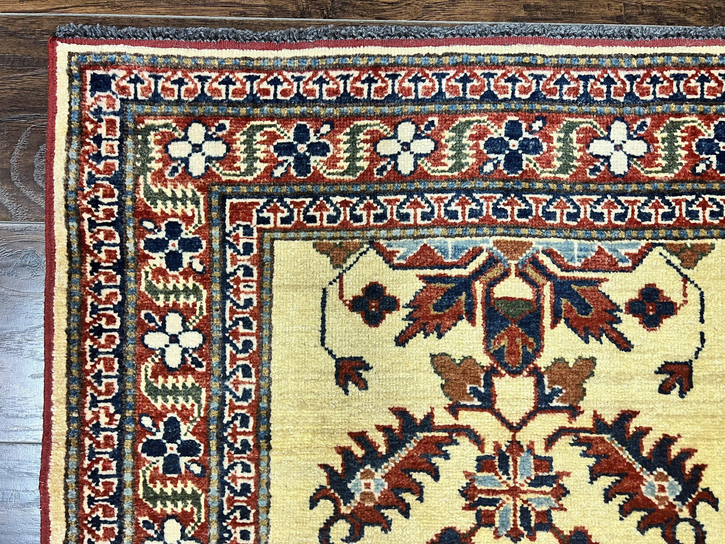 Afghan Heriz Runner Rug 2.9 x 12, Vintage Hand Knotted Persian Carpet for Hallway, 12ft Runner, Wool, Cream - Nuvé