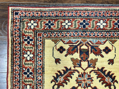 Afghan Heriz Runner Rug 2.9 x 12, Vintage Hand Knotted Persian Carpet for Hallway, 12ft Runner, Wool, Cream - Nuvé