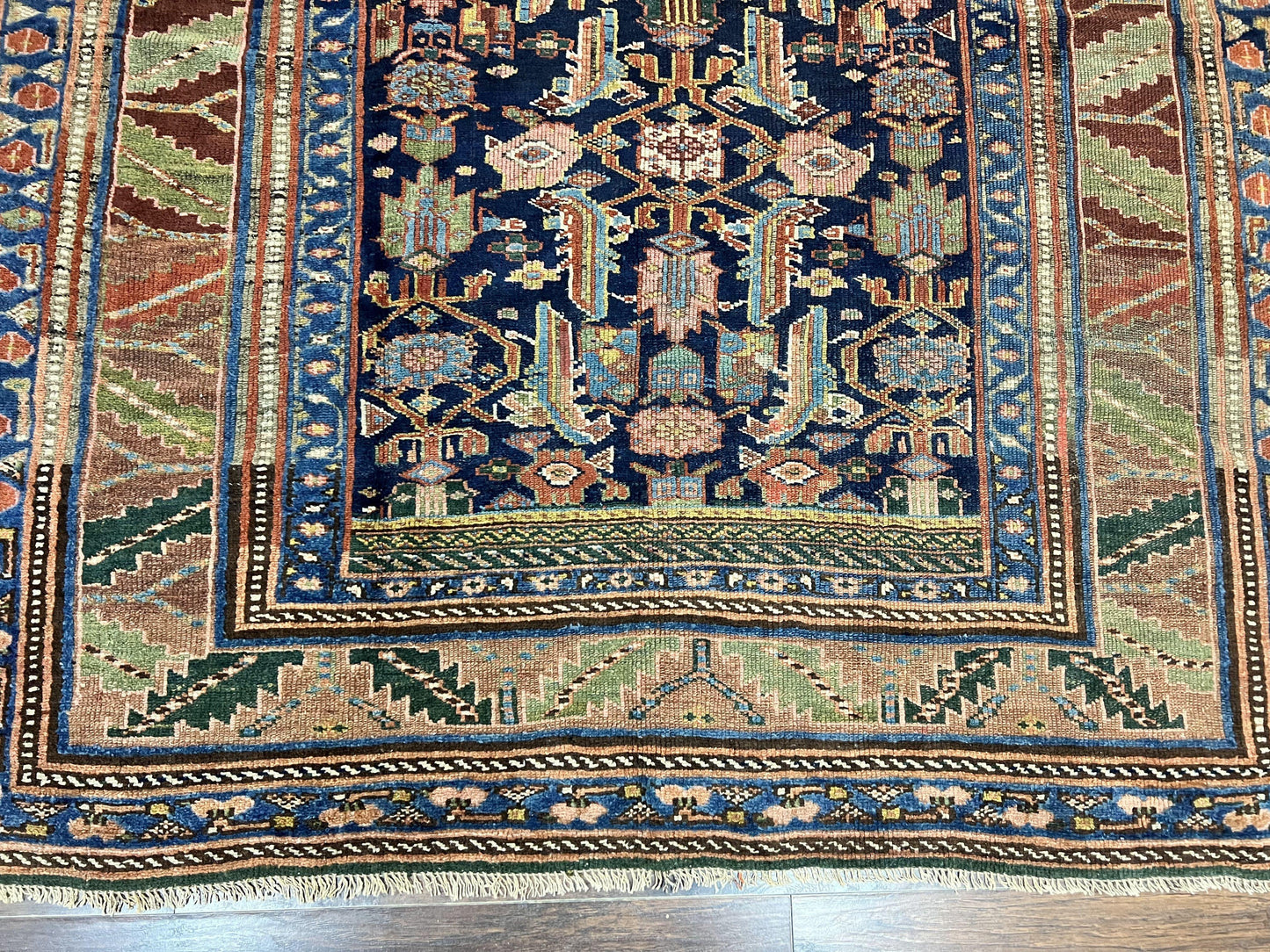 Caucasian Kalegy Rug 6x11, Wide Runner, Wool Hand Knotted Carpet, Navy Blue Tribal Rug, 1920s Antique Rug, 6 x 11 Oriental Carpet - Nuvé