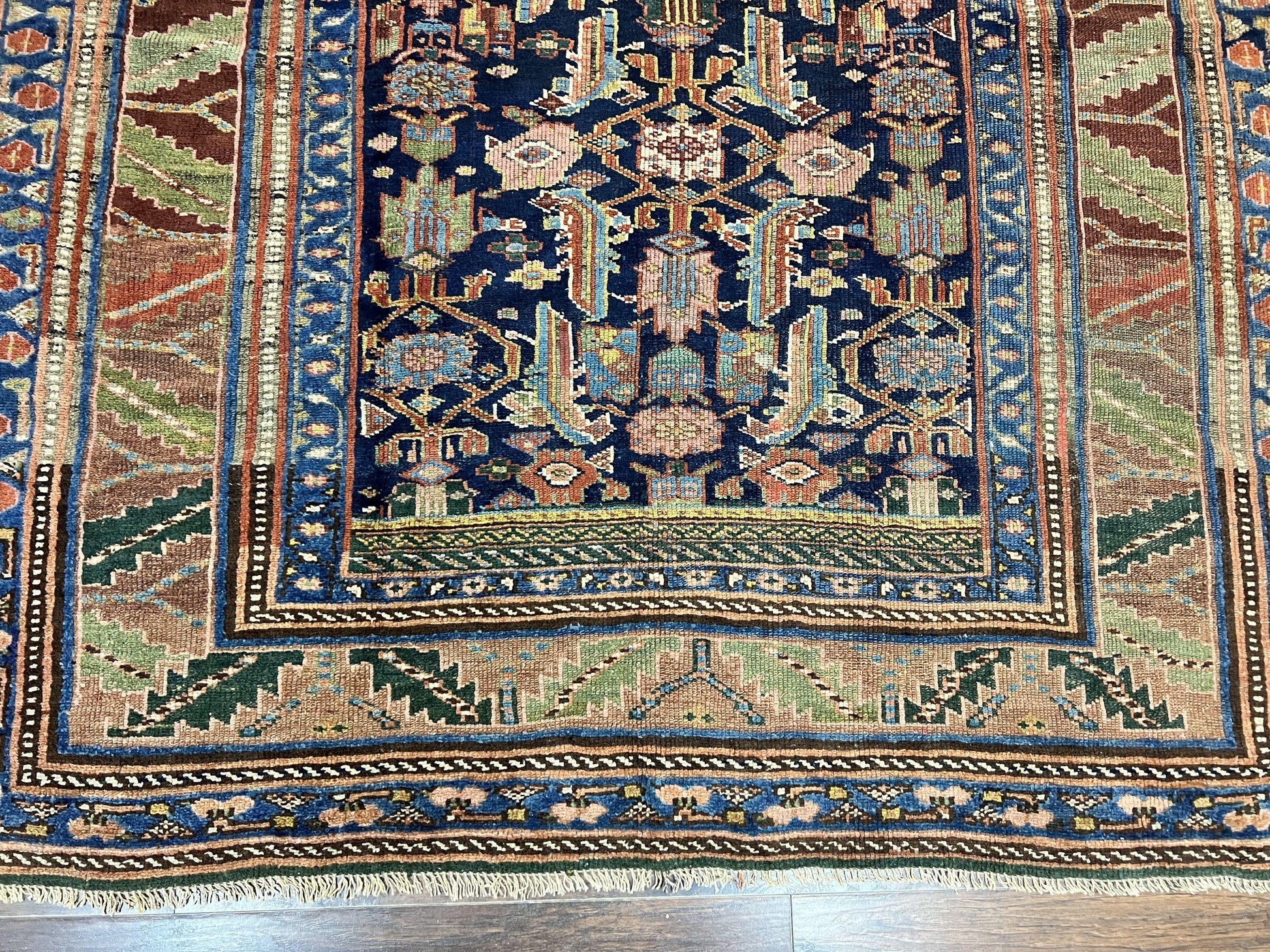 Caucasian Kalegy Rug 6x11, Wide Runner, Wool Hand Knotted Carpet, Navy Blue Tribal Rug, 1920s Antique Rug, 6 x 11 Oriental Carpet - Nuvé
