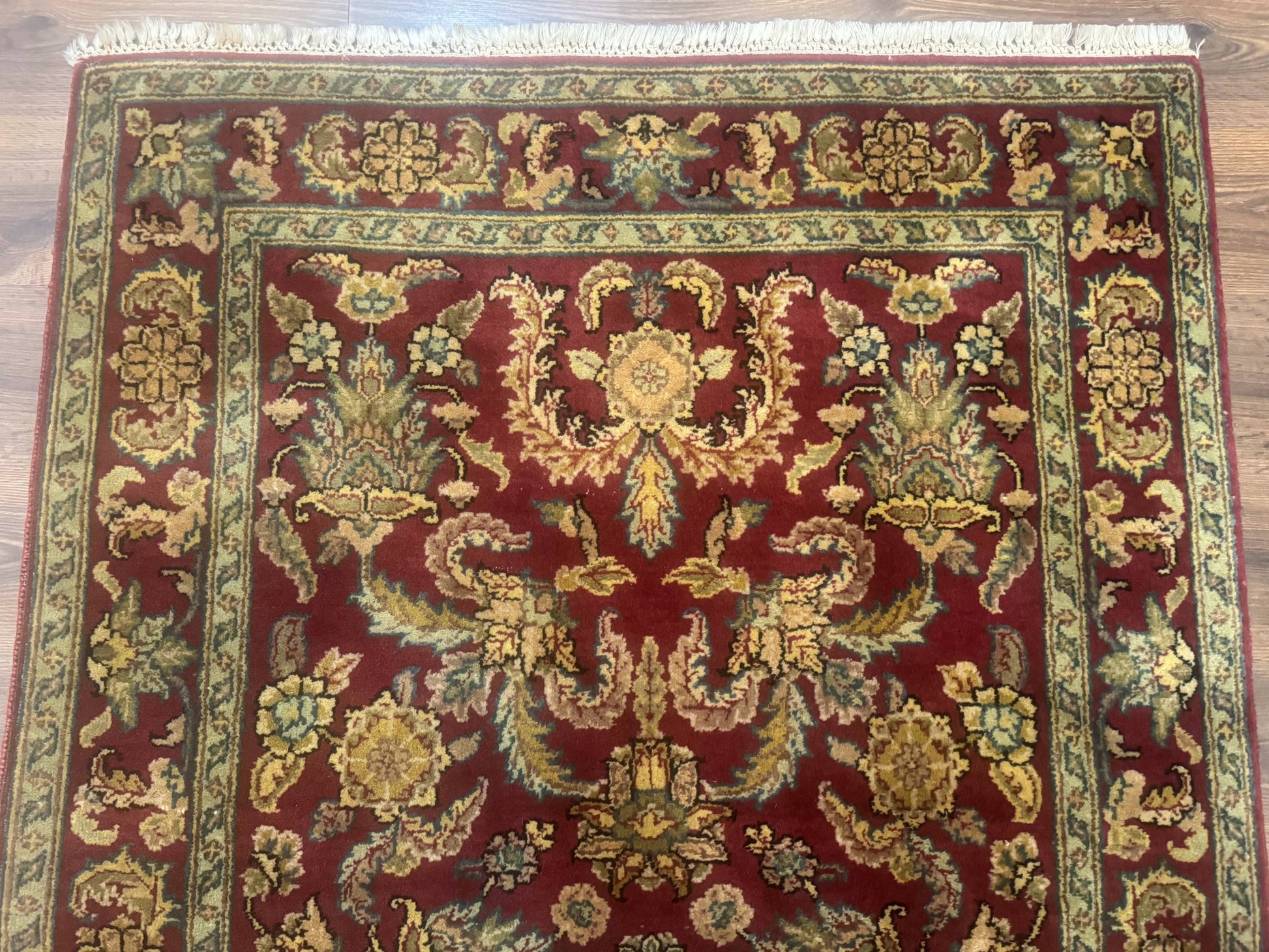 Indo Persian Mahal Rug 4x6, Floral Allover Pattern, Maroon - Nuvé