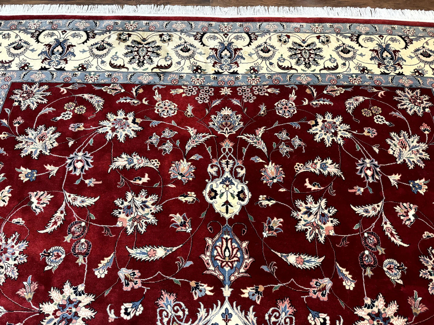 Pak Persian Rug 9x12, Maroon and Ivory, Wool Handmade Vintage - Nuvé