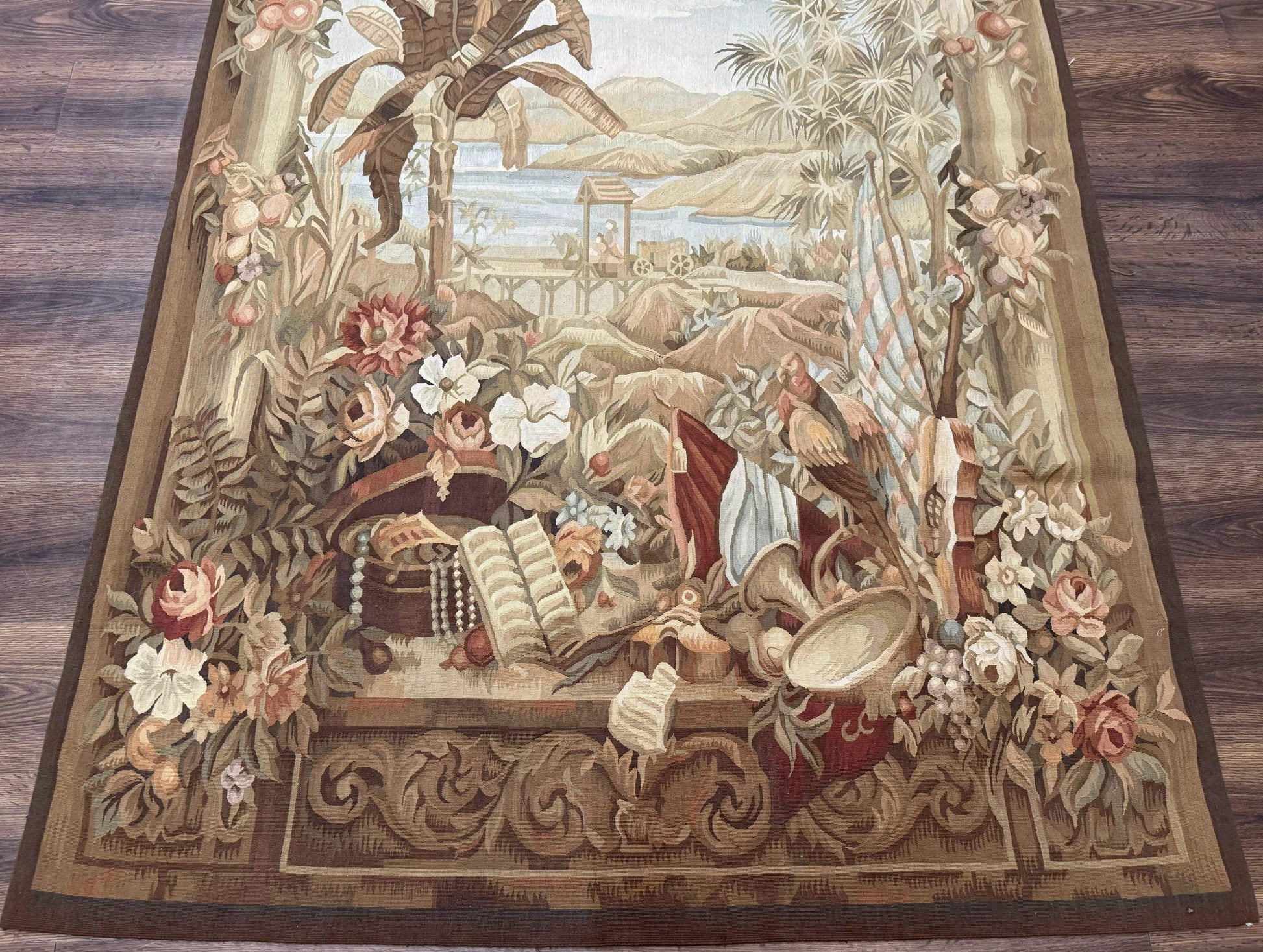 Vintage French Tapestry 5x7, Handmade, Wool, Aubusson Weave - Nuvé