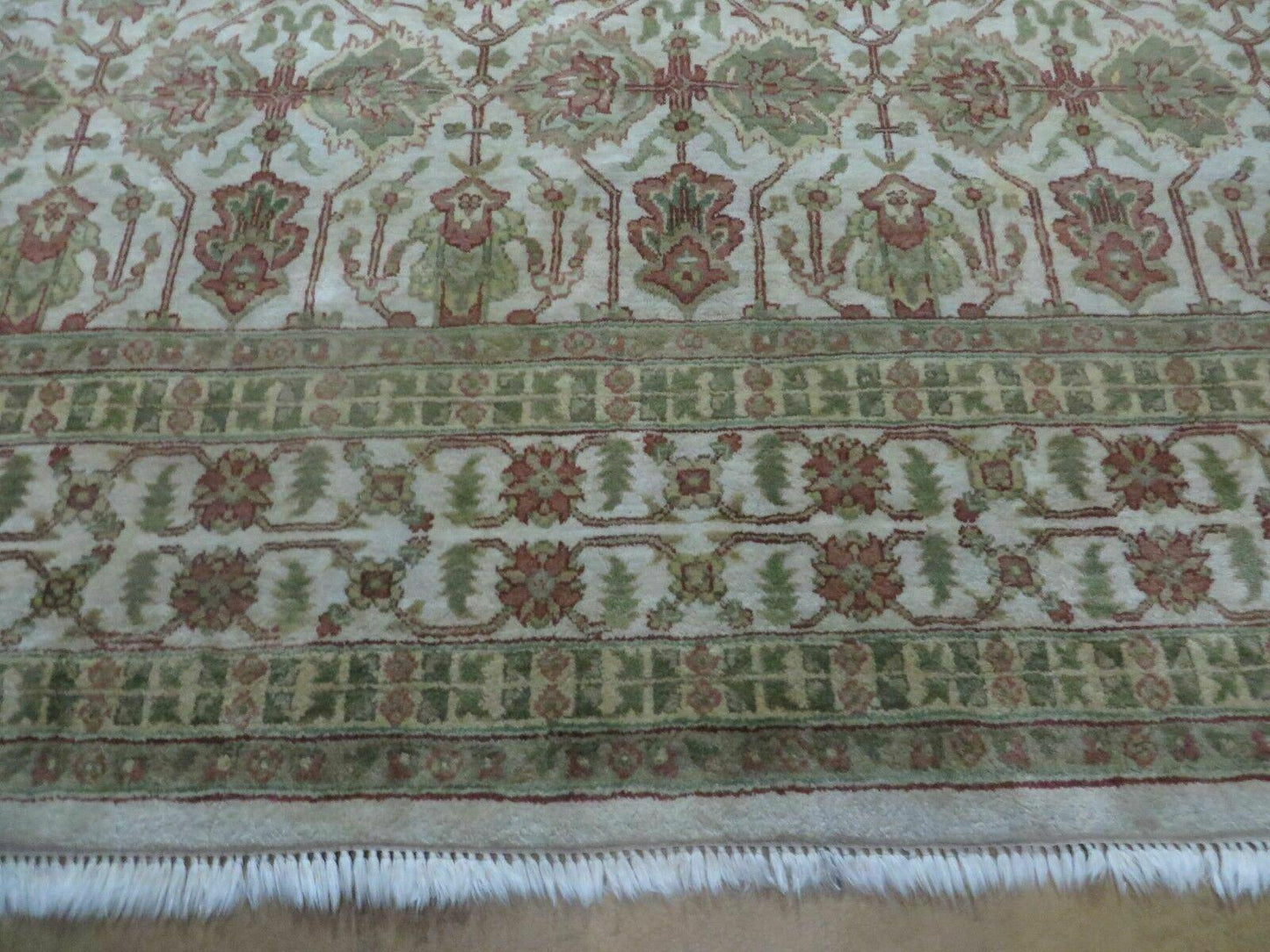 8' 5" X 12' Handmade India Agra Floral Oriental Wool Rug Tea Washed Carpet Nice - Nuvé
