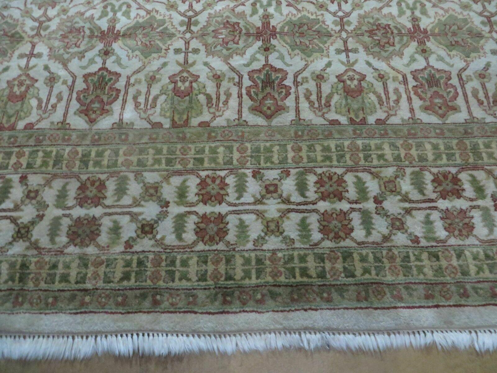 8' 5" X 12' Handmade India Agra Floral Oriental Wool Rug Tea Washed Carpet Nice - Nuvé