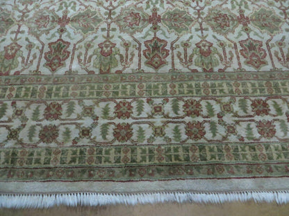 8' 5" X 12' Handmade India Agra Floral Oriental Wool Rug Tea Washed Carpet Nice - Nuvé