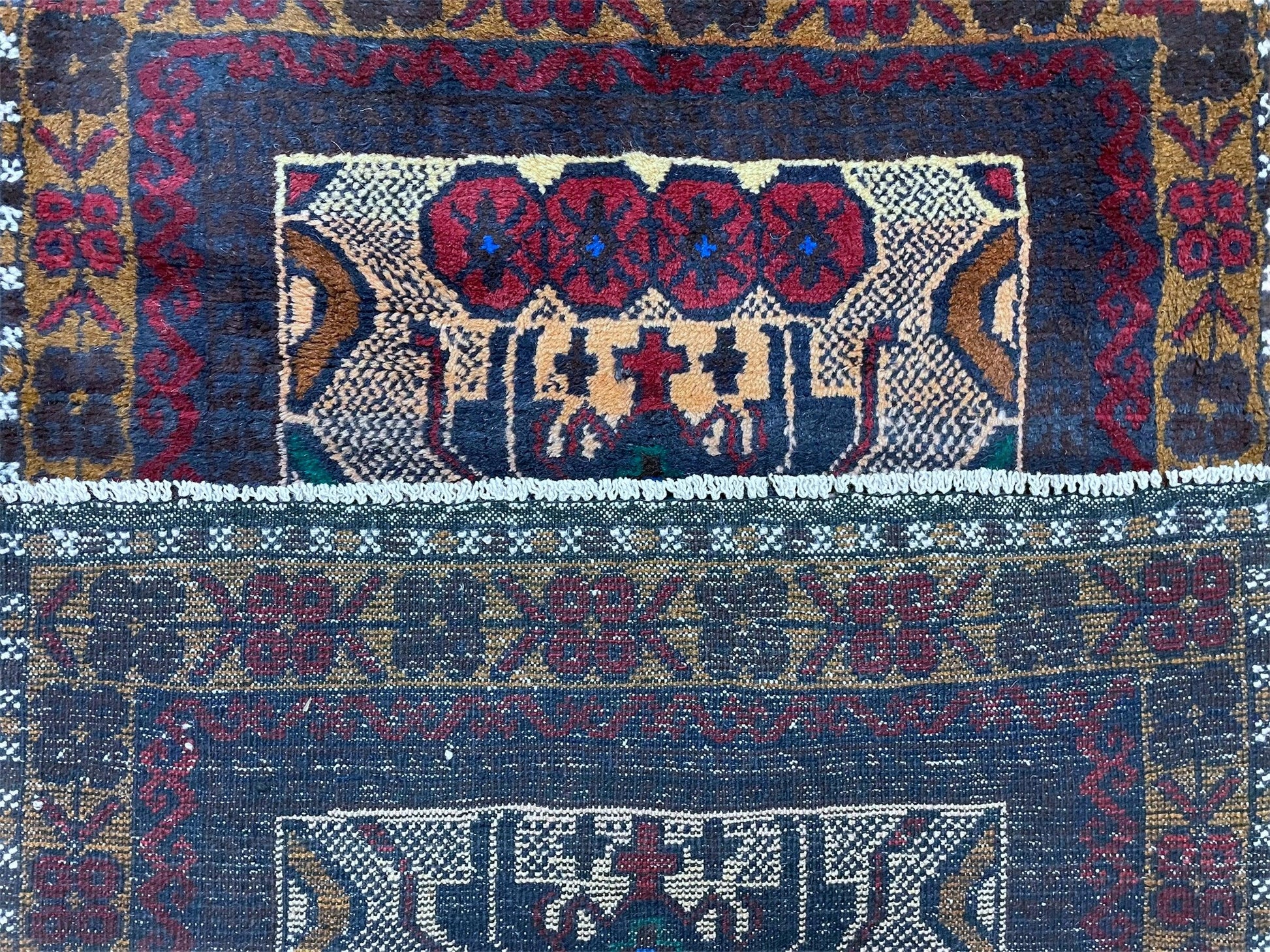 3 X 5 Vintage Handmade Tribal Wool Rug Balouchi Rug Afghan Rug Red Beige Nice - Nuvé