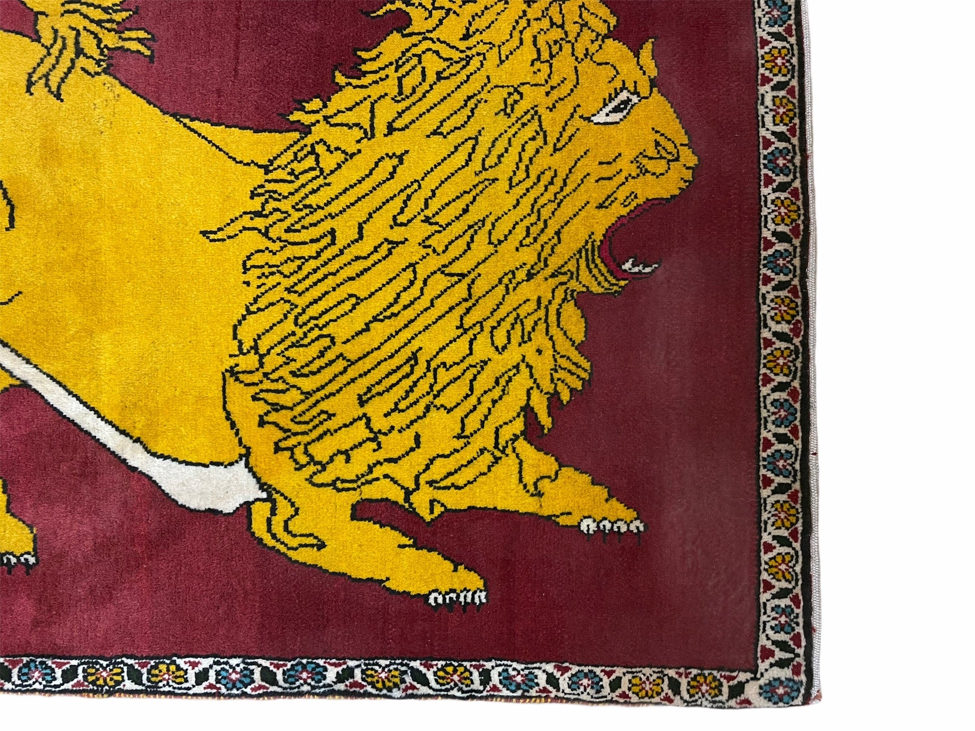 Persian Gabbeh Rug 3x4, Lion Pictorial, Red - Nuvé