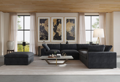 Nuvé® Solace Modular Bouclé Cloud Sofa - Obsidian Black - 5-Seater Corner + Ottoman - Nuvé