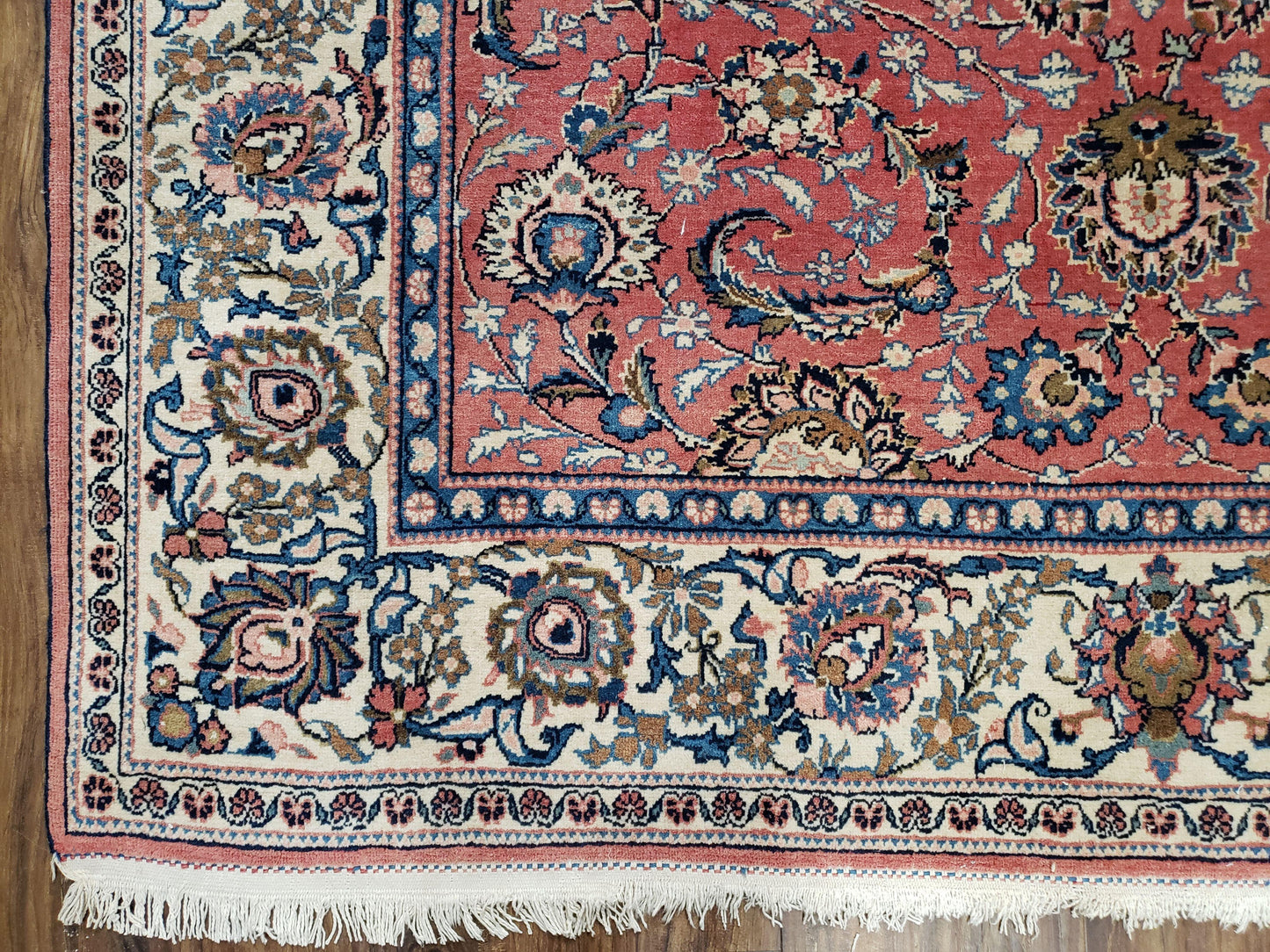 Semi Antique Persian Kashan, Red & Cream, Hand-Knotted, Wool, 4' 8" x 6' 6", Pair A - Nuvé