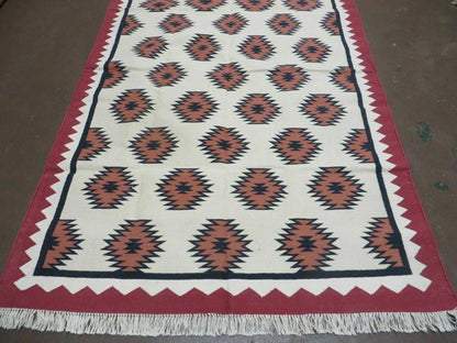 5' X 8' Hand Woven Wool Rug Contemporary Kilim Dhurrie Modern Oriental Area Rug - Nuvé