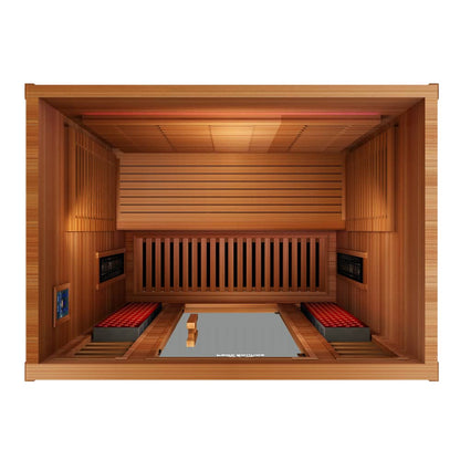 Peak Saunas Matterhorn Luxury 3-Person Full Spectrum Infrared Sauna with Two XL Medical-Grade Red Light Therapy Panels & Smart WiFi App Control - Nuvé