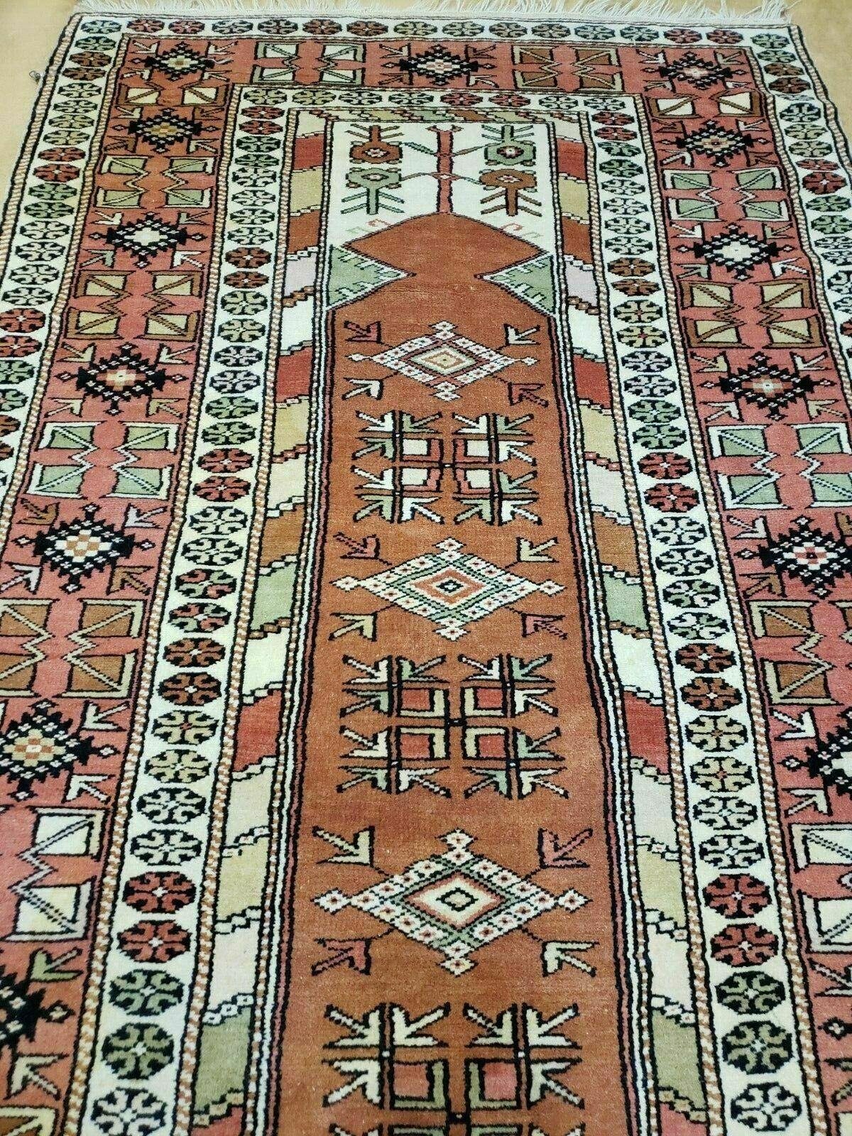 4' X 7' Antique Handmade Turkish Melas Oushak Wool Rug - Nuvé