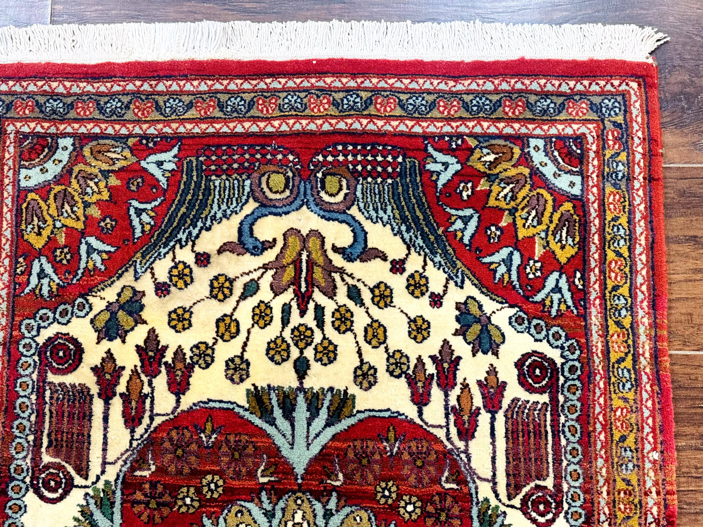 Persian Bijar Rug 2.6 x 4, Antique Carpet, Brick Red and Ivory - Nuvé