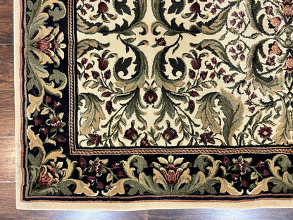 Oriental Rug 8x11, Floral Pattern, Ivory and Black - Nuvé