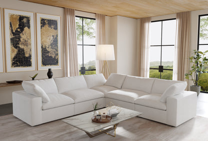 Nuvé® Solace Modular Bouclé Cloud Sofa - Snow White - 5-Seater Corner Sectional (V-Shaped) - Nuvé