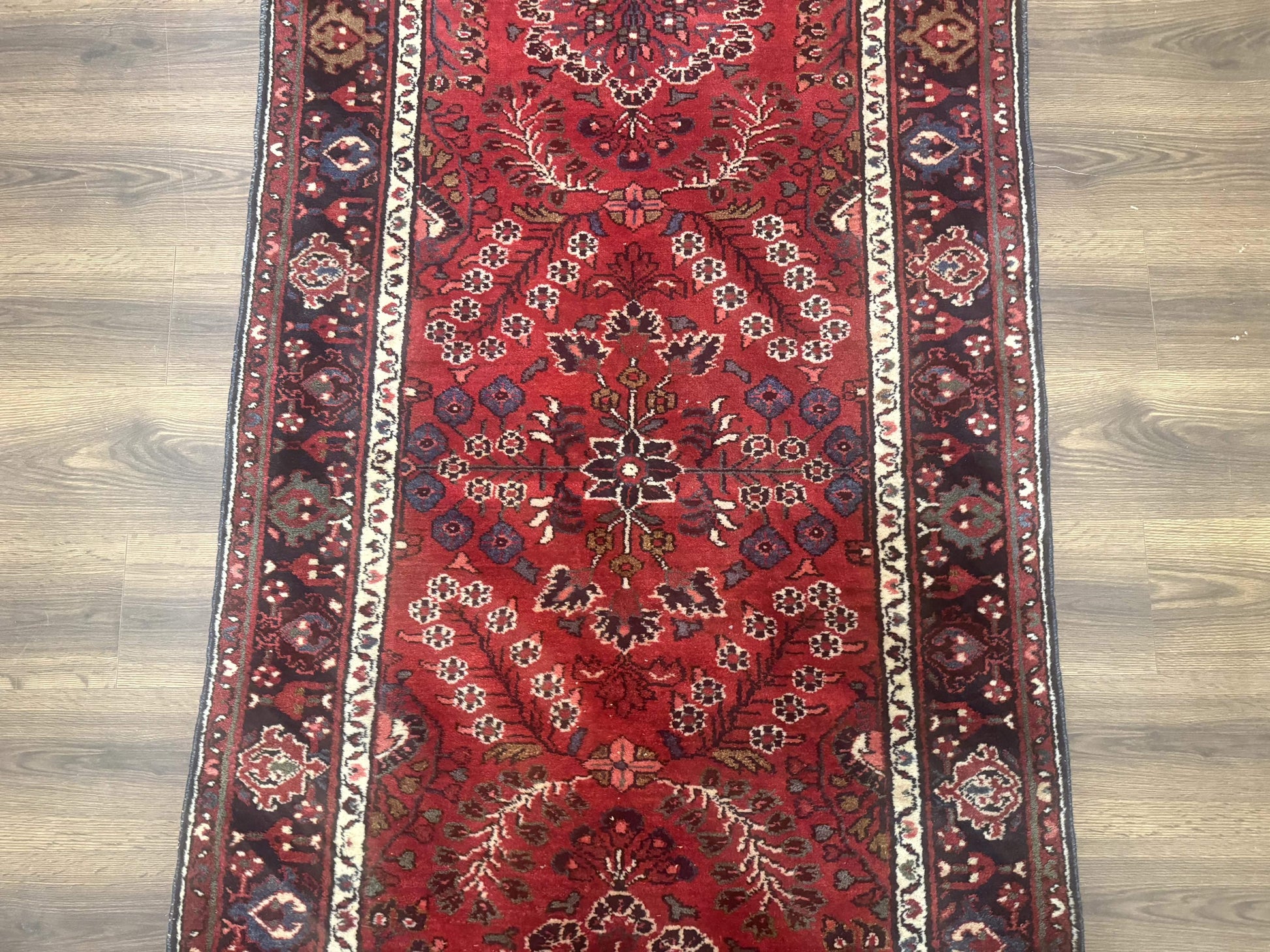 Red Persian Rug 2.6 x 6.8, Floral, Antique Per'sian Carpet, Persian Malayer Rug, Hamadan Rug - Nuvé