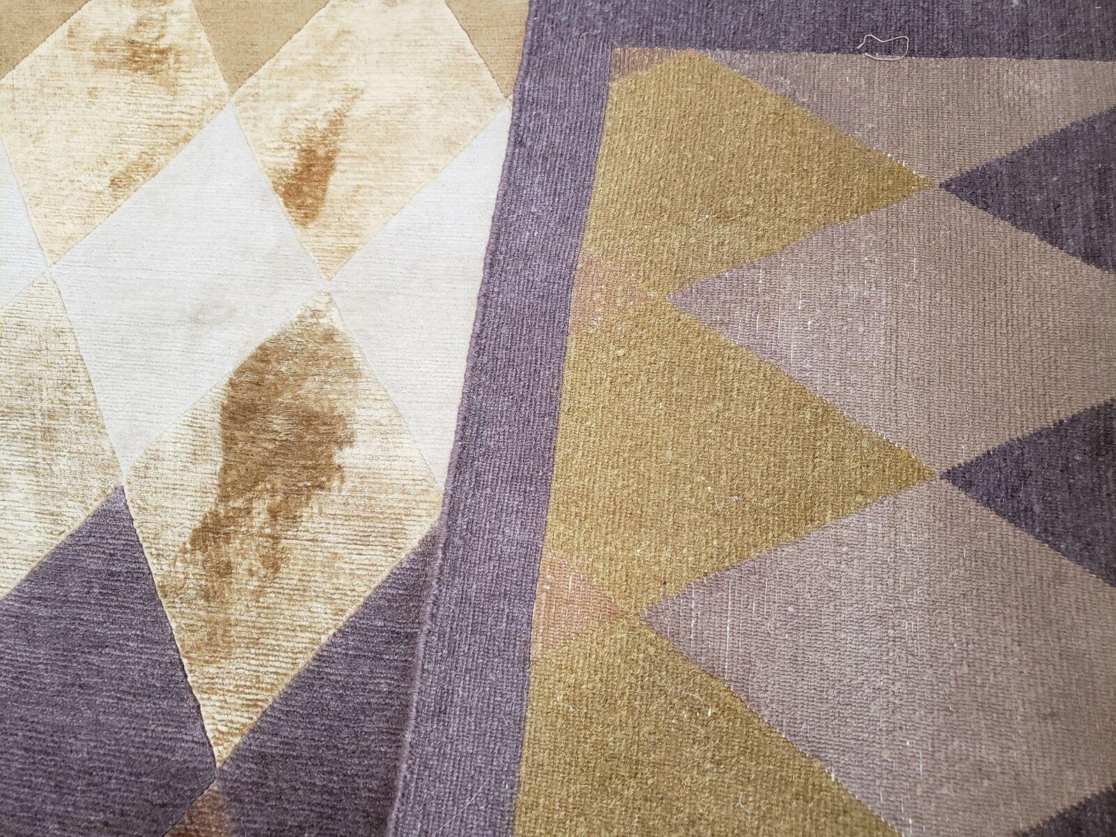 8' 6" X 11' Handmade Chinese Tibetan Nepal Silk & Wool Rug Gold Brown Tan Beige - Nuvé