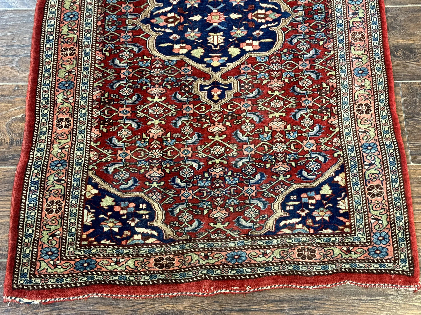 Persian Bidjar Rug 2.7 x 4, Red and Navy Blue, Small Persian Area Rug, Semi Antique - Nuvé